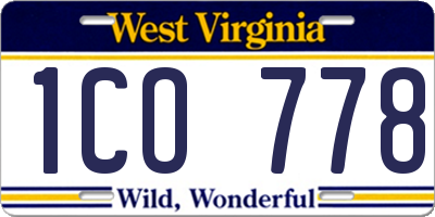 WV license plate 1CO778