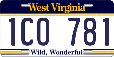 WV license plate 1CO781