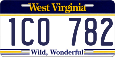 WV license plate 1CO782
