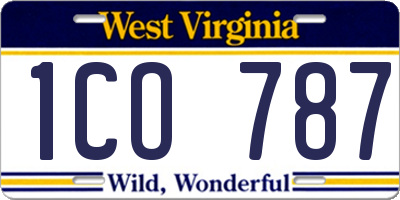 WV license plate 1CO787