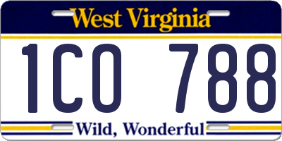 WV license plate 1CO788