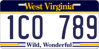 WV license plate 1CO789