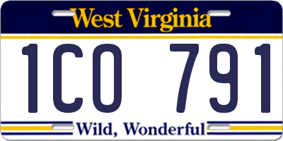 WV license plate 1CO791