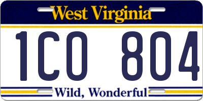 WV license plate 1CO804