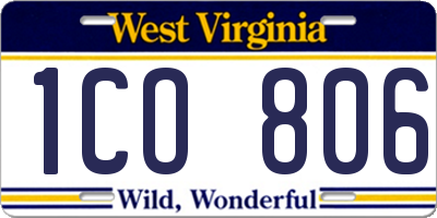 WV license plate 1CO806