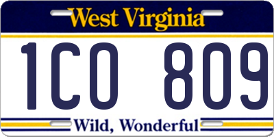 WV license plate 1CO809
