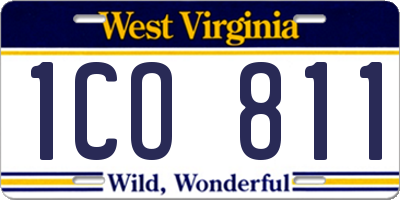 WV license plate 1CO811