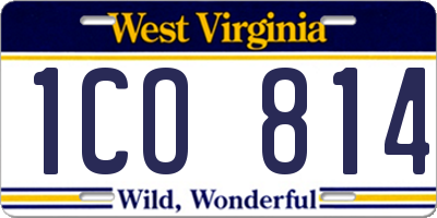 WV license plate 1CO814