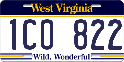 WV license plate 1CO822