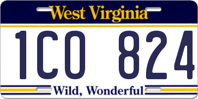WV license plate 1CO824