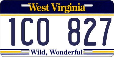 WV license plate 1CO827