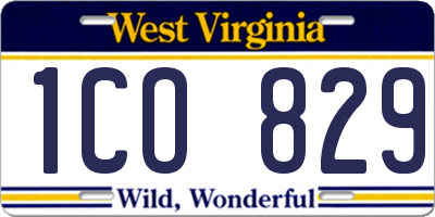 WV license plate 1CO829