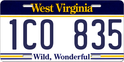WV license plate 1CO835