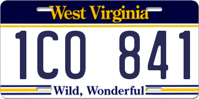 WV license plate 1CO841