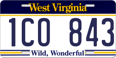 WV license plate 1CO843