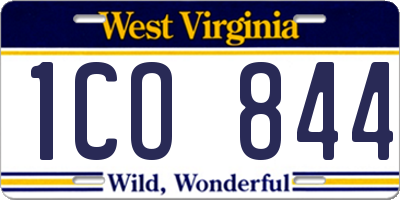 WV license plate 1CO844