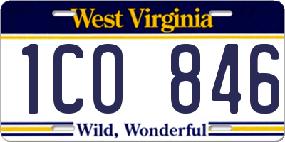 WV license plate 1CO846