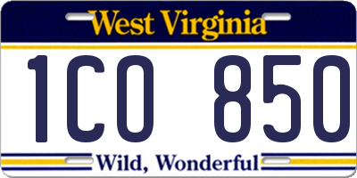 WV license plate 1CO850