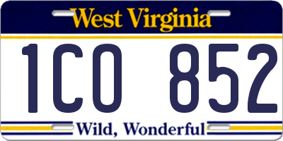 WV license plate 1CO852