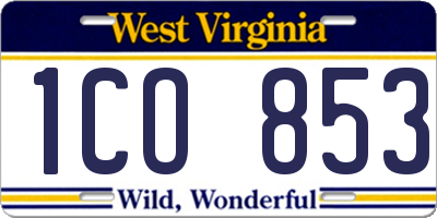 WV license plate 1CO853