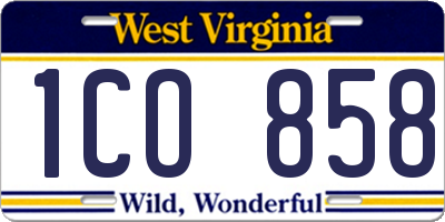 WV license plate 1CO858