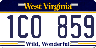 WV license plate 1CO859
