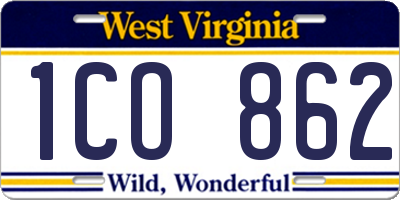 WV license plate 1CO862