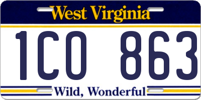 WV license plate 1CO863