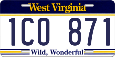 WV license plate 1CO871