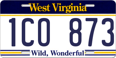 WV license plate 1CO873