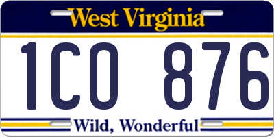 WV license plate 1CO876