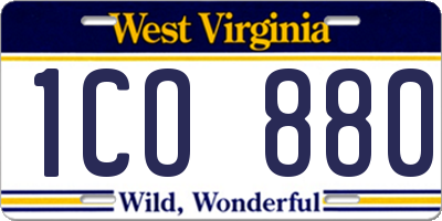 WV license plate 1CO880