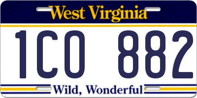 WV license plate 1CO882