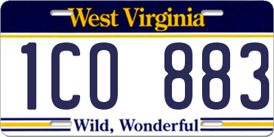 WV license plate 1CO883