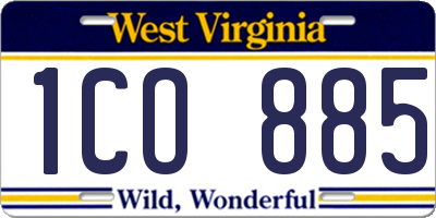WV license plate 1CO885