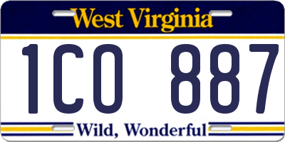 WV license plate 1CO887