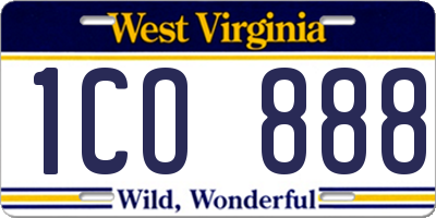 WV license plate 1CO888