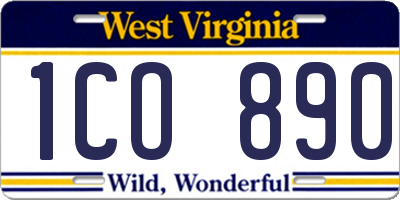 WV license plate 1CO890