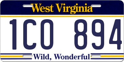 WV license plate 1CO894