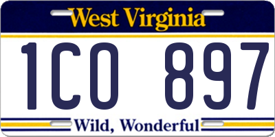 WV license plate 1CO897