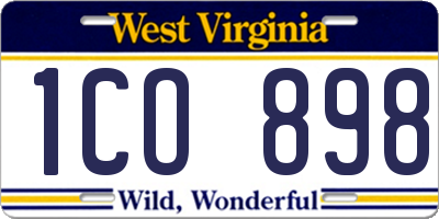 WV license plate 1CO898