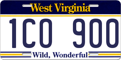 WV license plate 1CO900