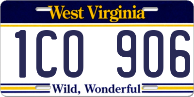 WV license plate 1CO906