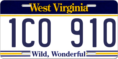 WV license plate 1CO910