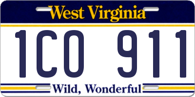 WV license plate 1CO911