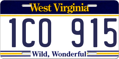 WV license plate 1CO915