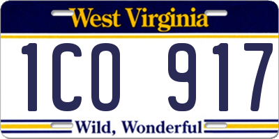 WV license plate 1CO917
