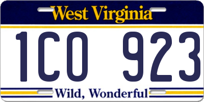 WV license plate 1CO923