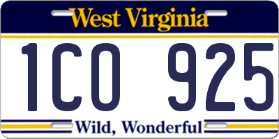 WV license plate 1CO925