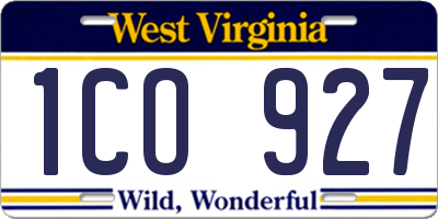 WV license plate 1CO927
